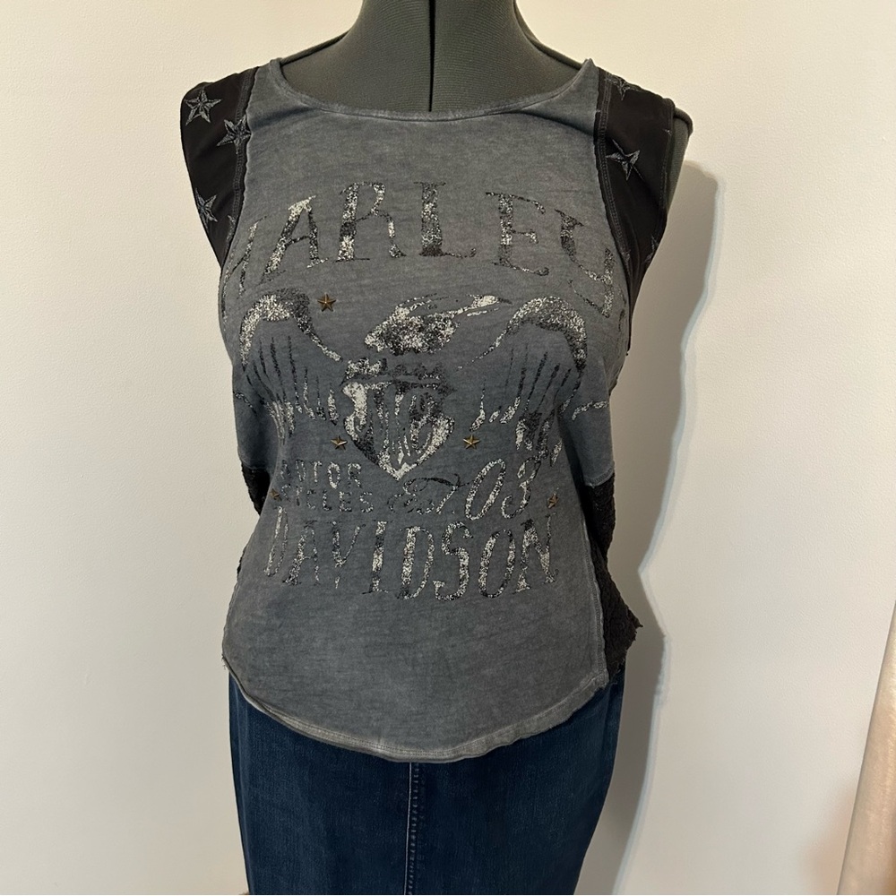 Harley-Davidson grey and black lace tank top size large